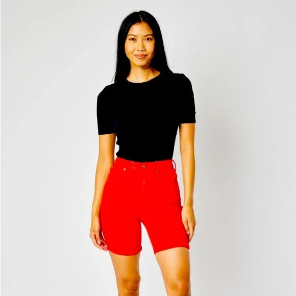 Judy Blue High Waist Garment Dyed Tummy Control Shorts - Picture 1 of 3